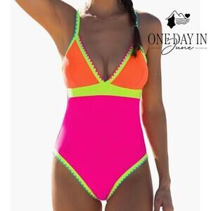 Popvil Colorblock One Piece Swimsuit Size M
